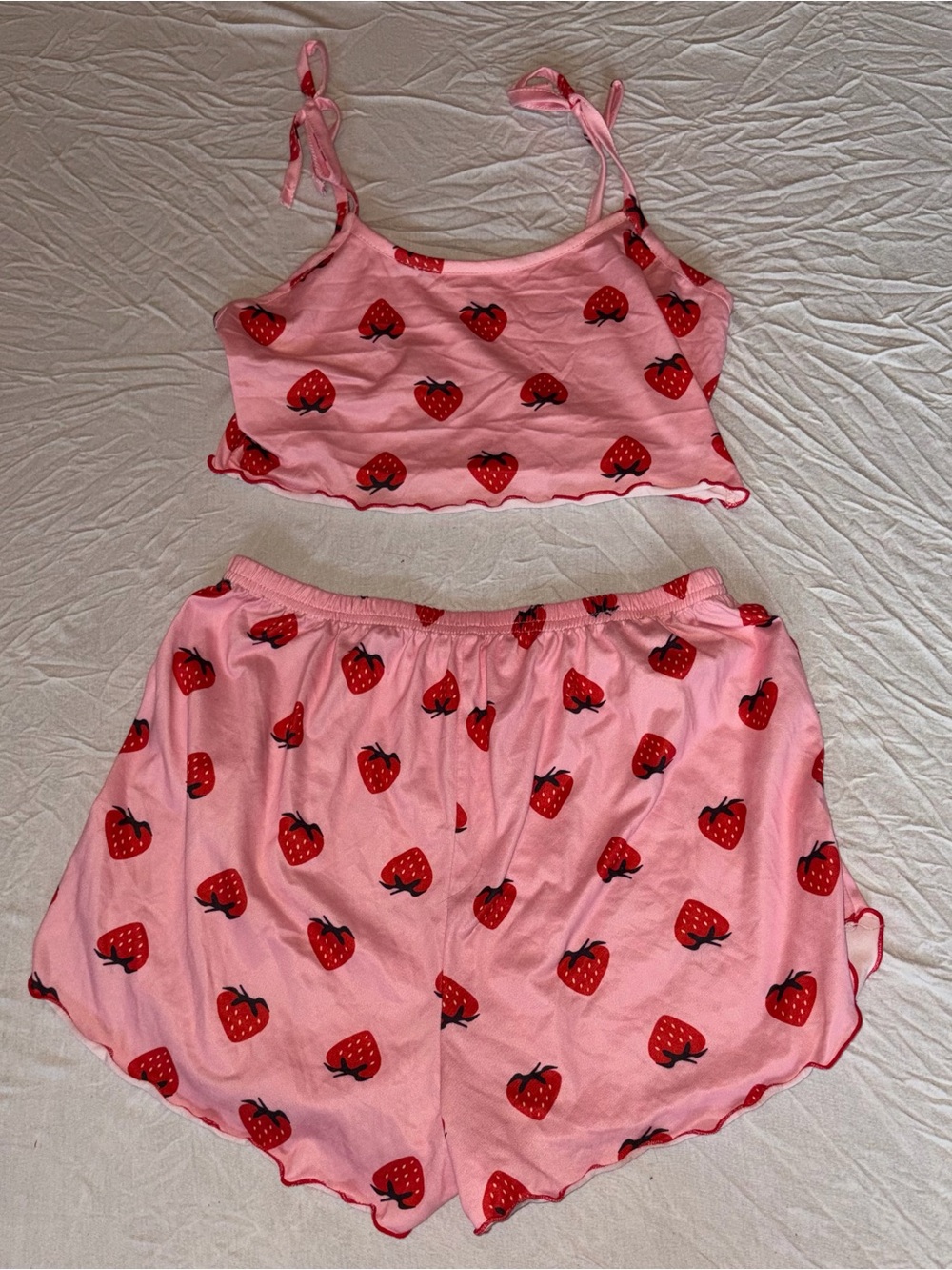 Pink strawberry pajama set
